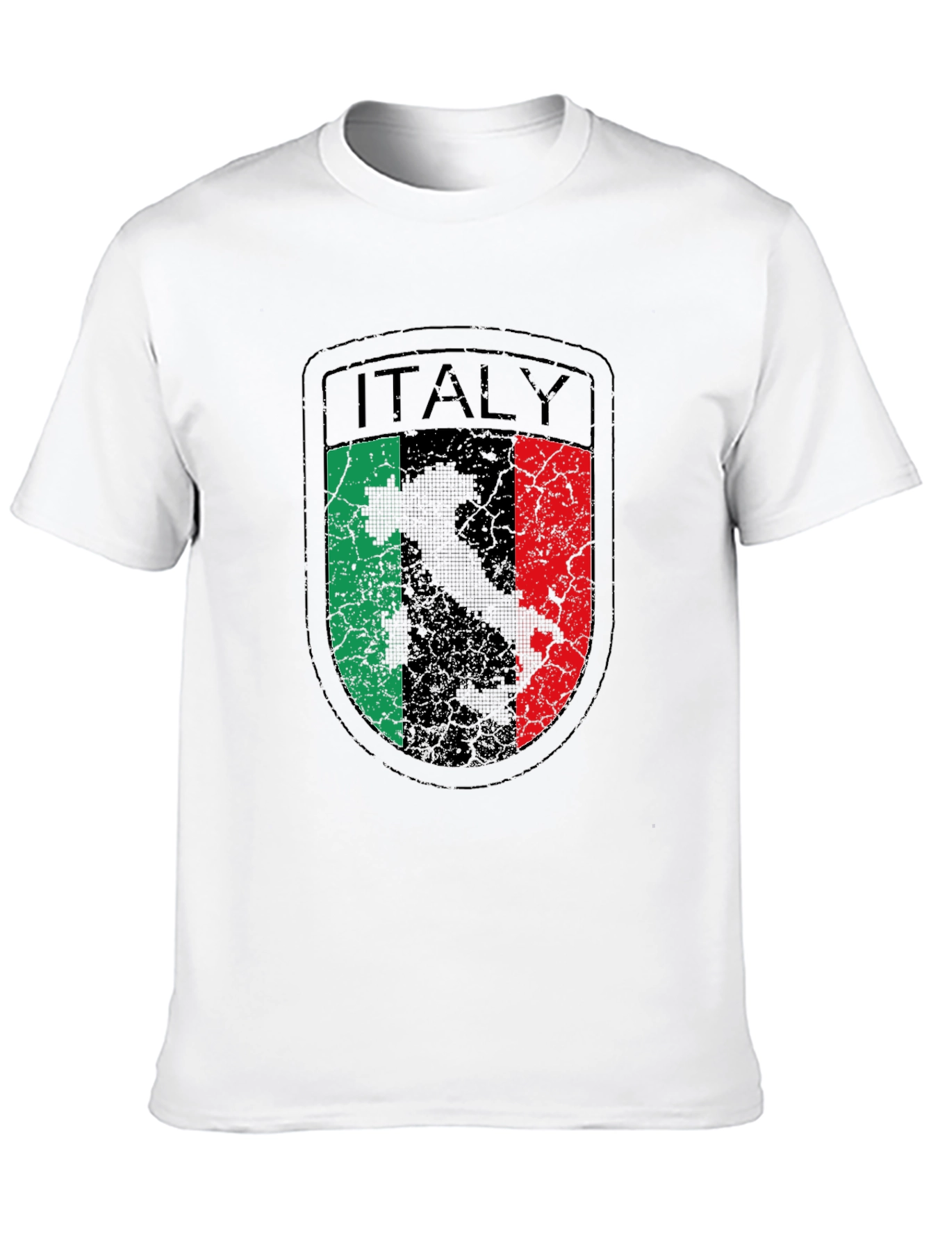 Italy Flag Graphic Tee - Distressed Shield Design