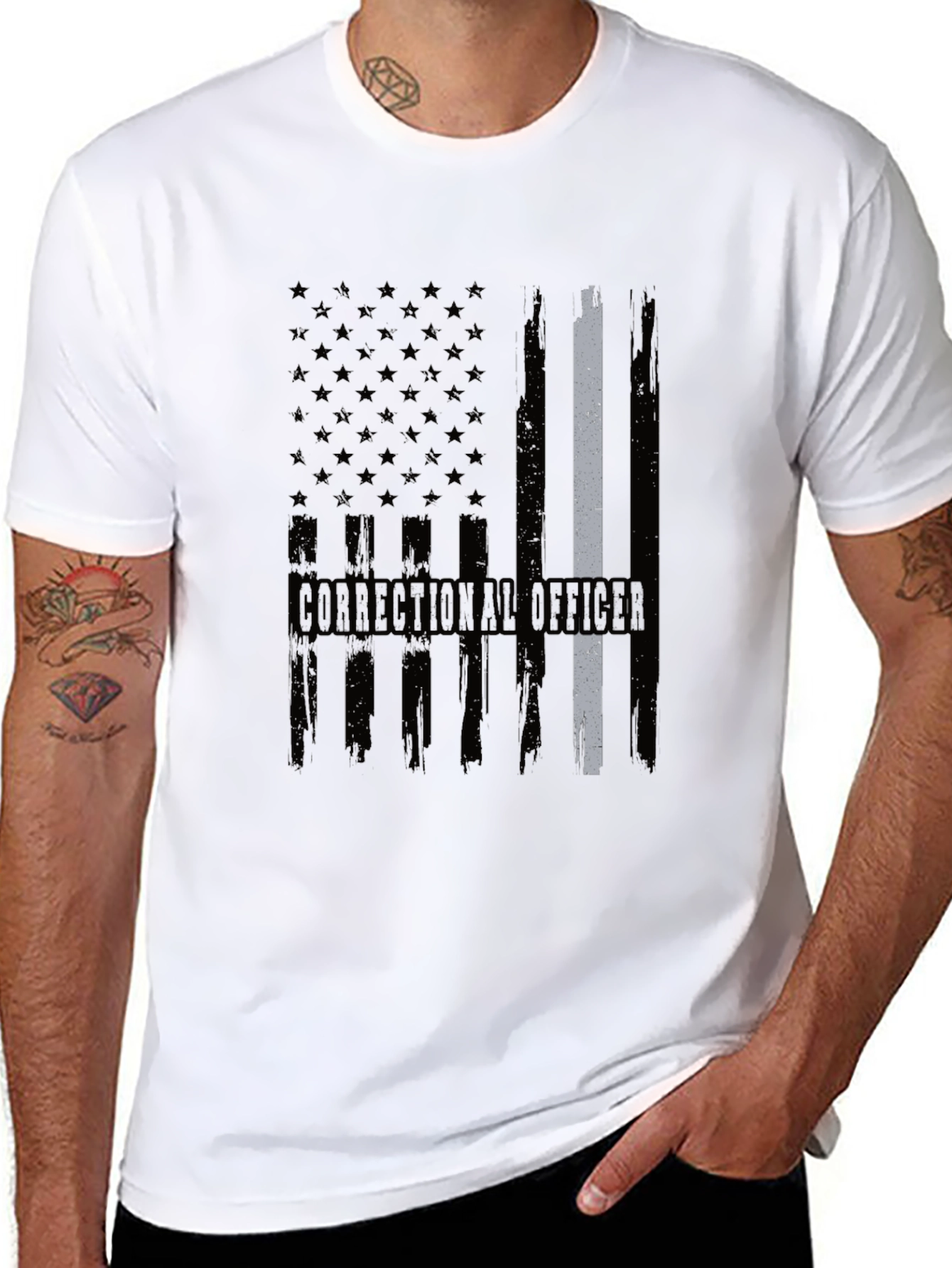 Correctional Officer Flag T-Shirt Patriotic Duty