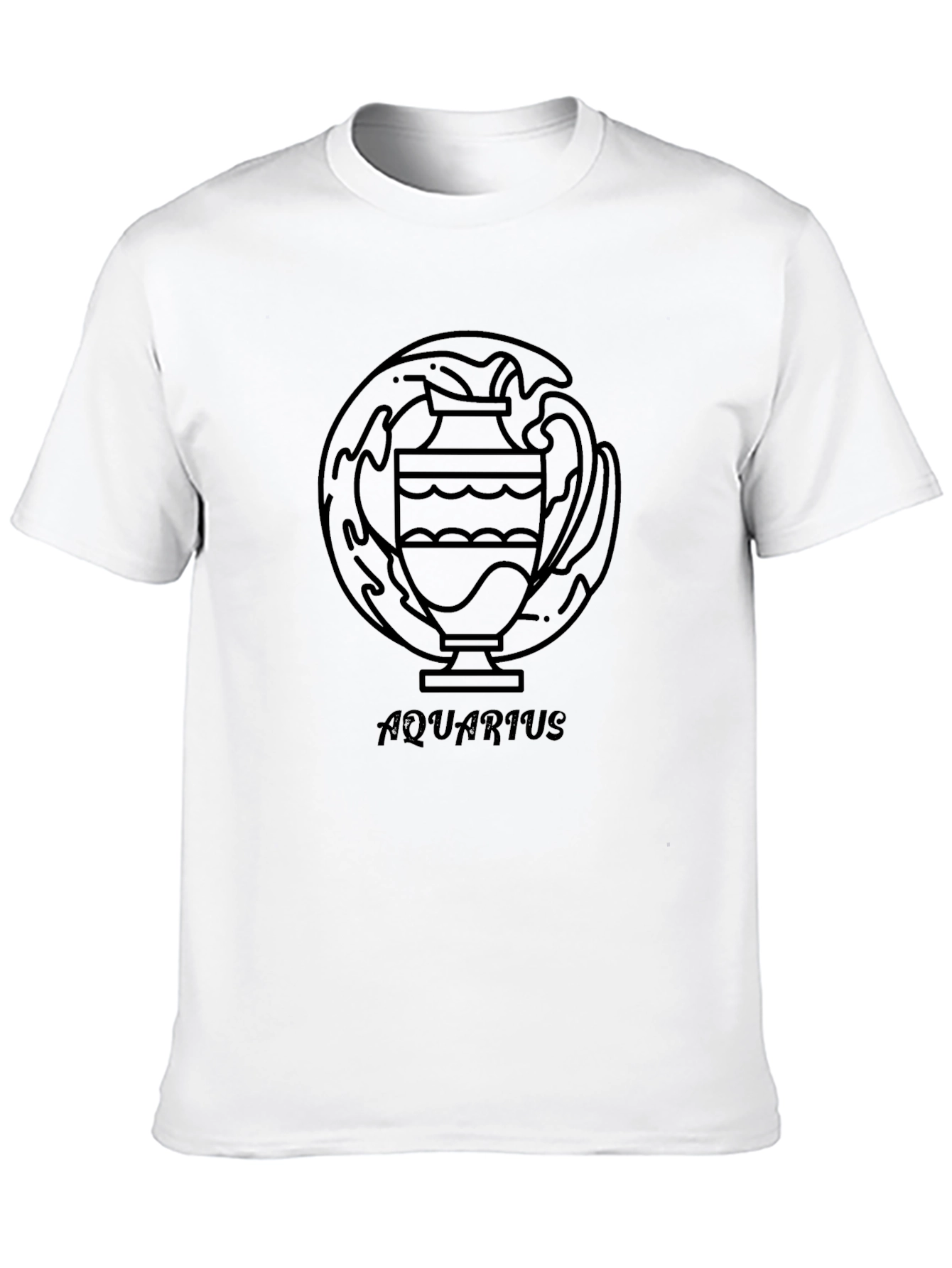 Aquarius Zodiac Black Graphic Tee for Men