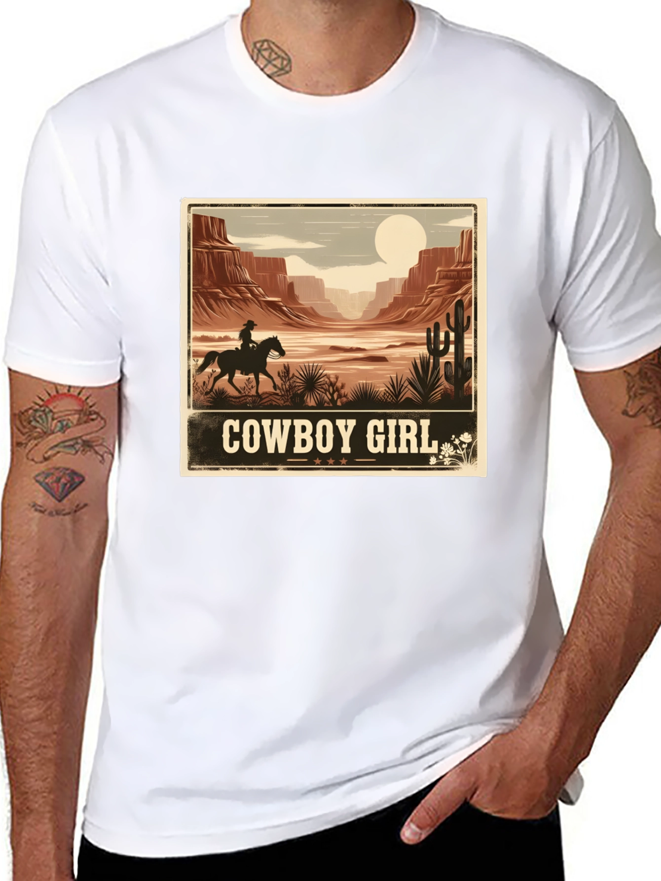 Cowboy Girl Desert Graphic Tee - Western Style