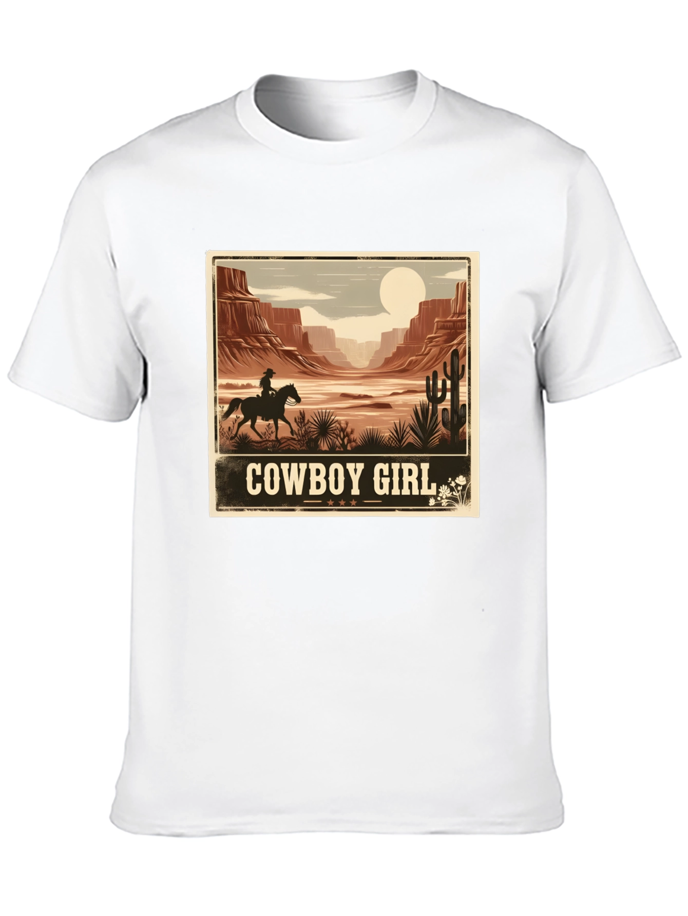 Cowboy Girl Desert Graphic Tee - Western Style