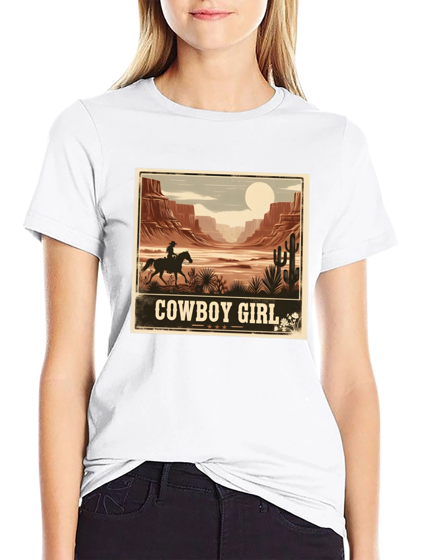 Cowboy Girl Desert Graphic Tee - Western Style
