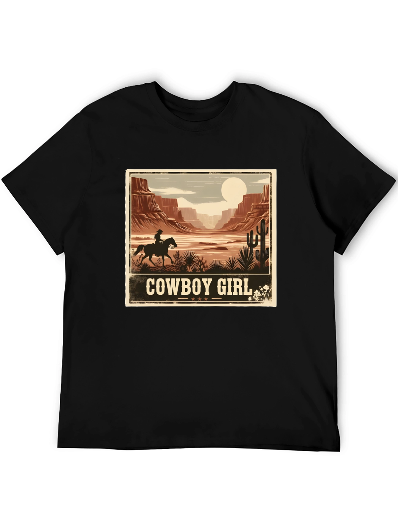 Cowboy Girl Desert Graphic Tee - Western Style