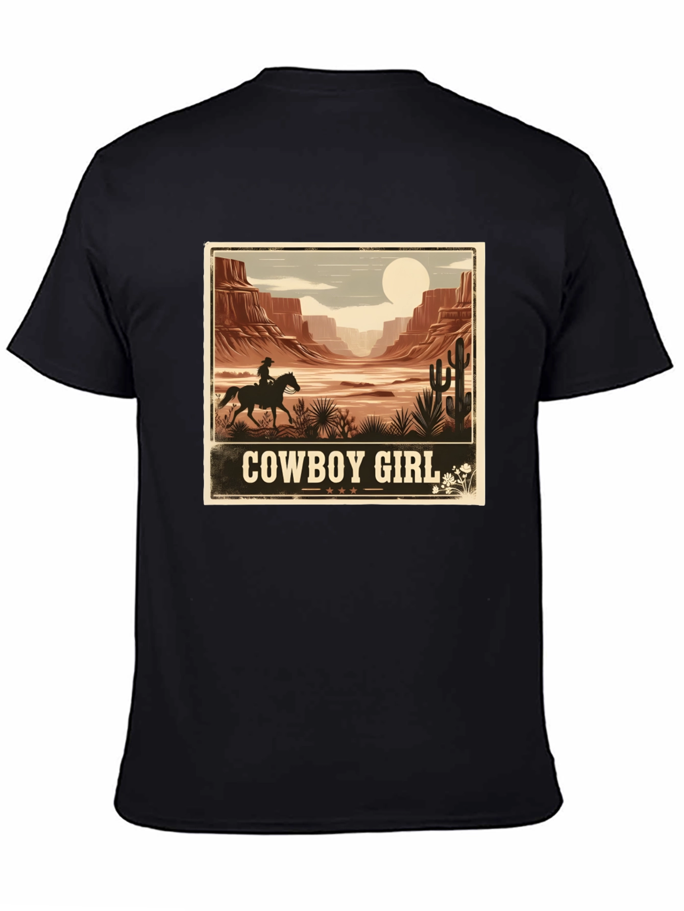 Cowboy Girl Desert Graphic Tee - Western Style