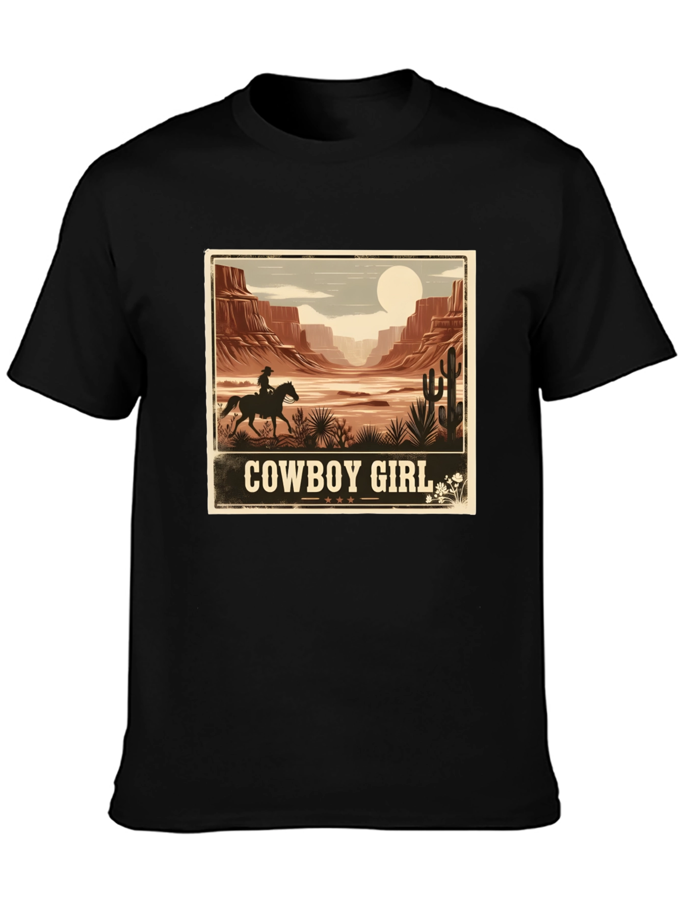 Cowboy Girl Desert Graphic Tee - Western Style