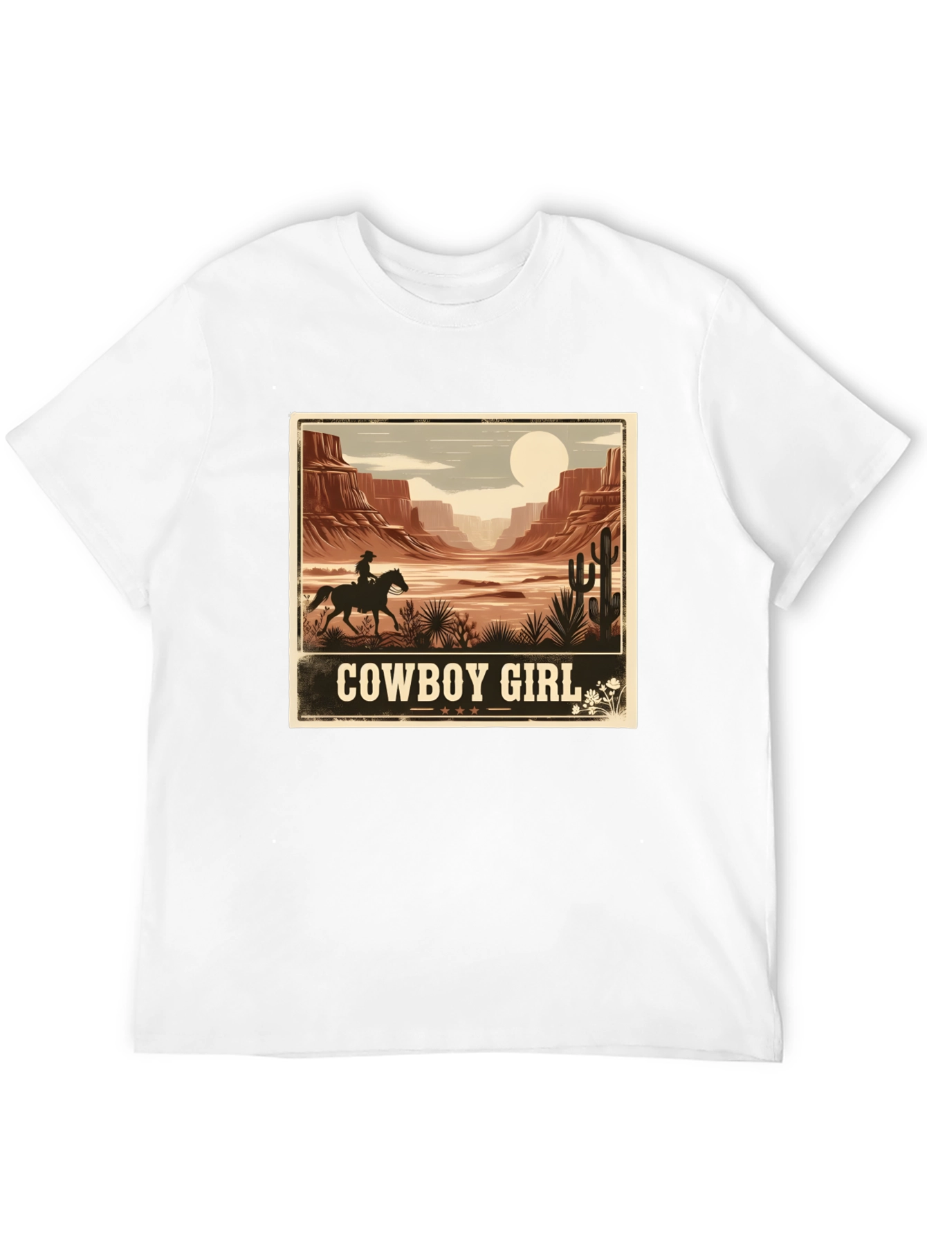 Cowboy Girl Desert Graphic Tee - Western Style