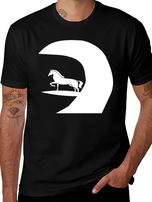 Horse & Moon Graphic Tee - Black Cotton Comfort