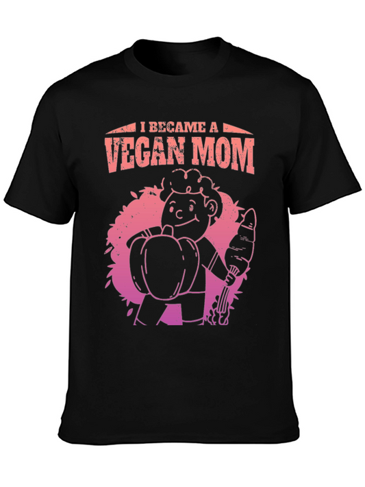 Vegan Mom Graphic Tee - Black Cotton Blend T-Shirt