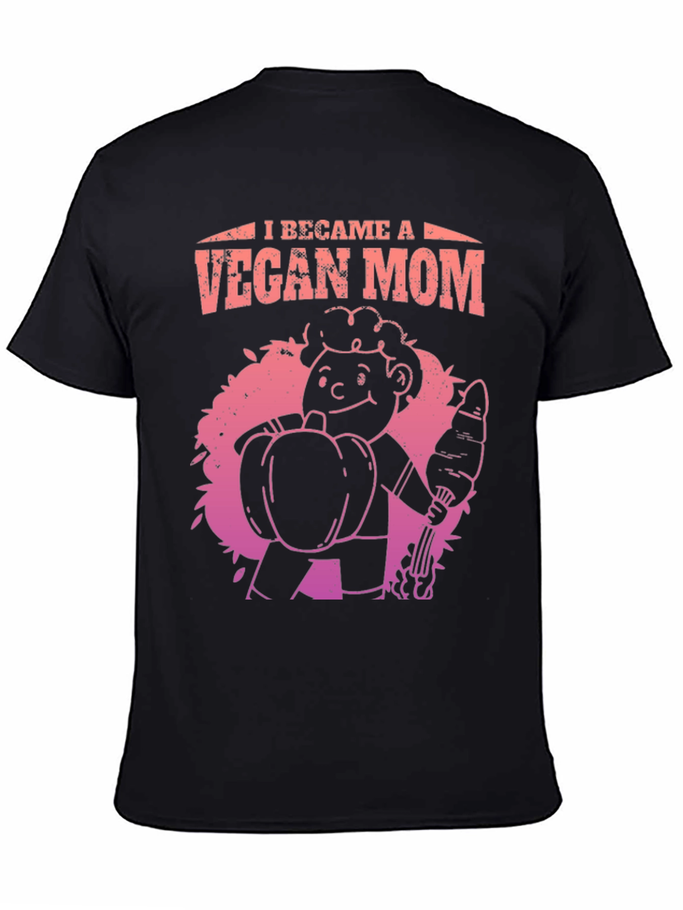 Vegan Mom Graphic Tee - Black Cotton Blend T-Shirt