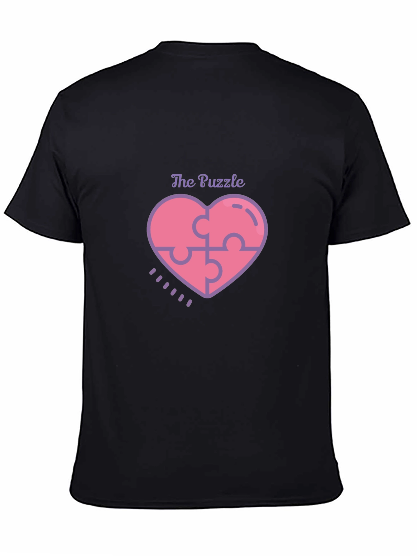 Puzzle Piece Heart Graphic Tee - Black Casual Shirt