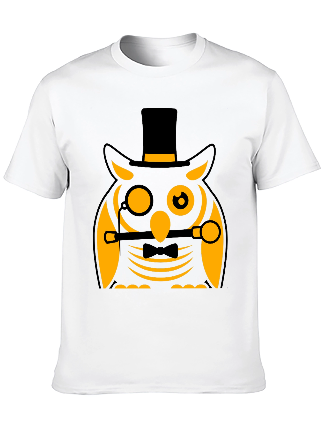 Dapper Owl T-Shirt: Black Cotton Blend Novelty Graphic