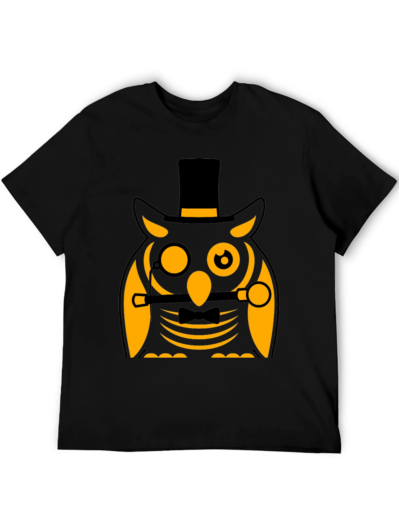 Dapper Owl T-Shirt: Black Cotton Blend Novelty Graphic