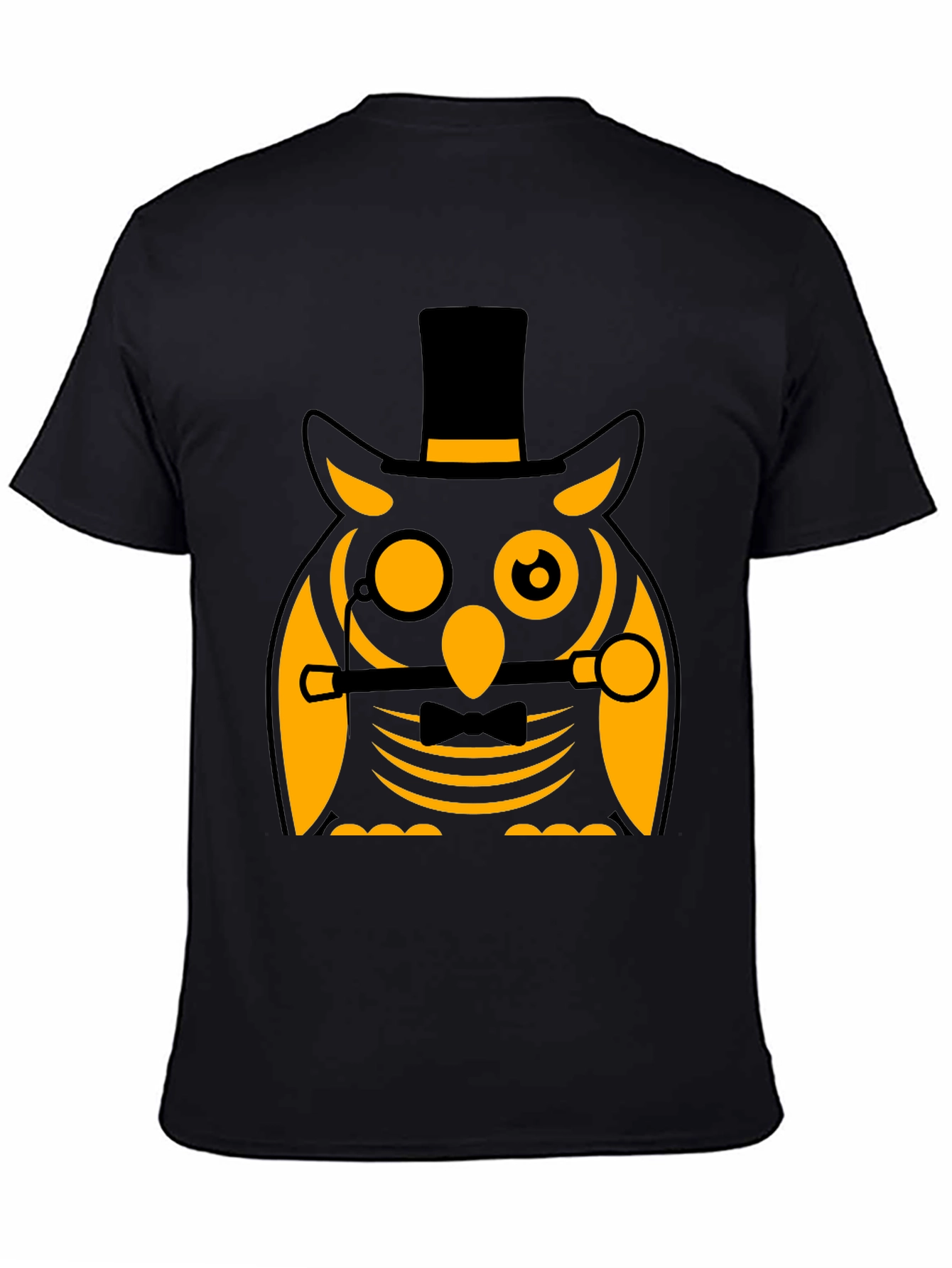 Dapper Owl T-Shirt: Black Cotton Blend Novelty Graphic