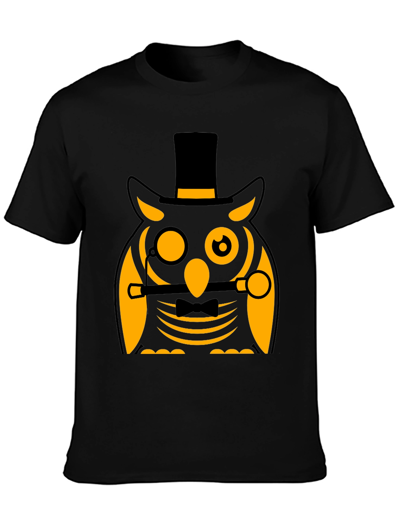Dapper Owl T-Shirt: Black Cotton Blend Novelty Graphic