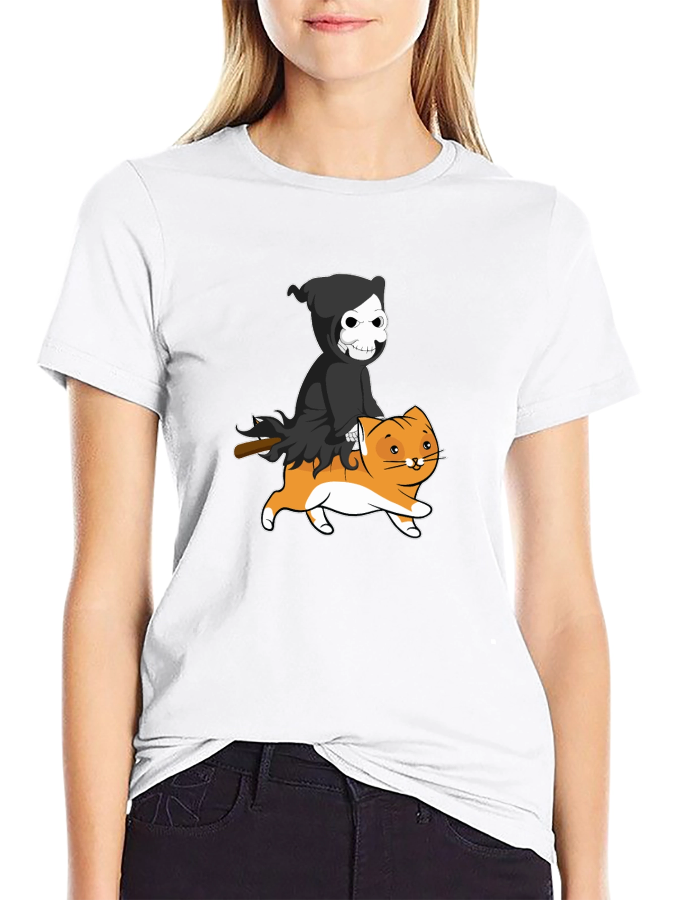 Grim Reaper Cat Rider Graphic Tee