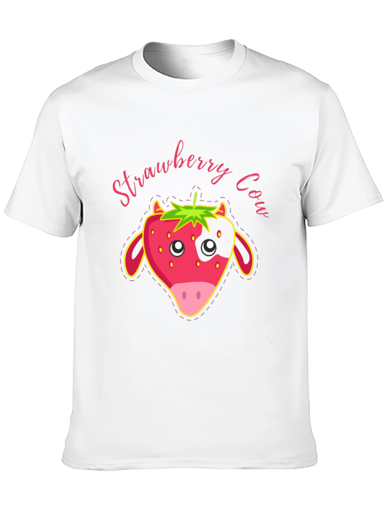 Strawberry Cow Graphic T-Shirt - Cute Animal Tee