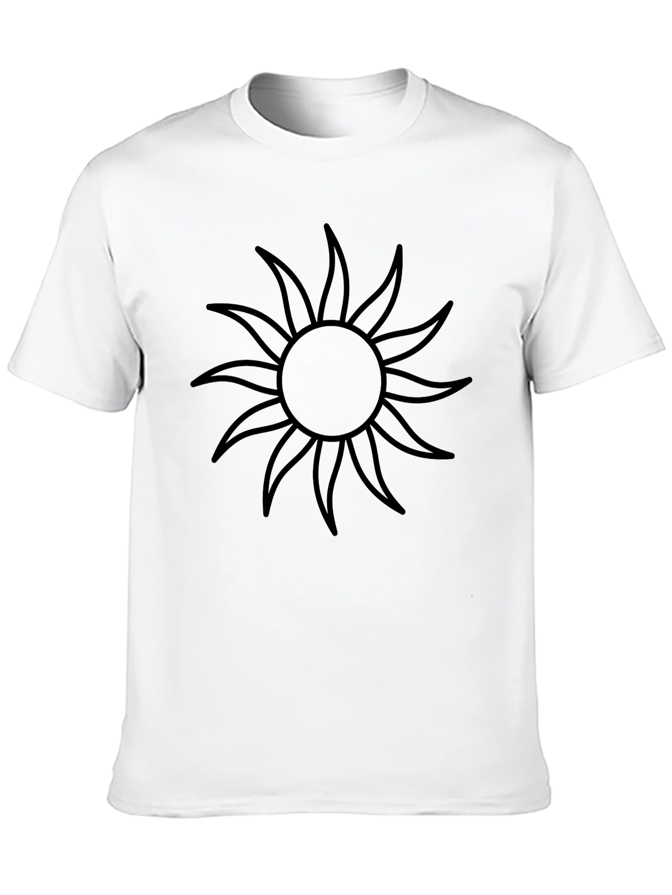Mens Black Graphic Tee - Sunburst Design
