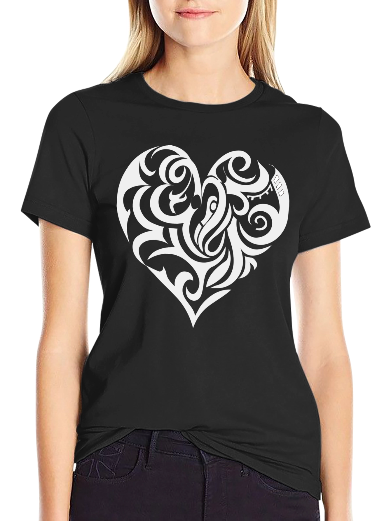Tribal Heart Graphic Black T-Shirt