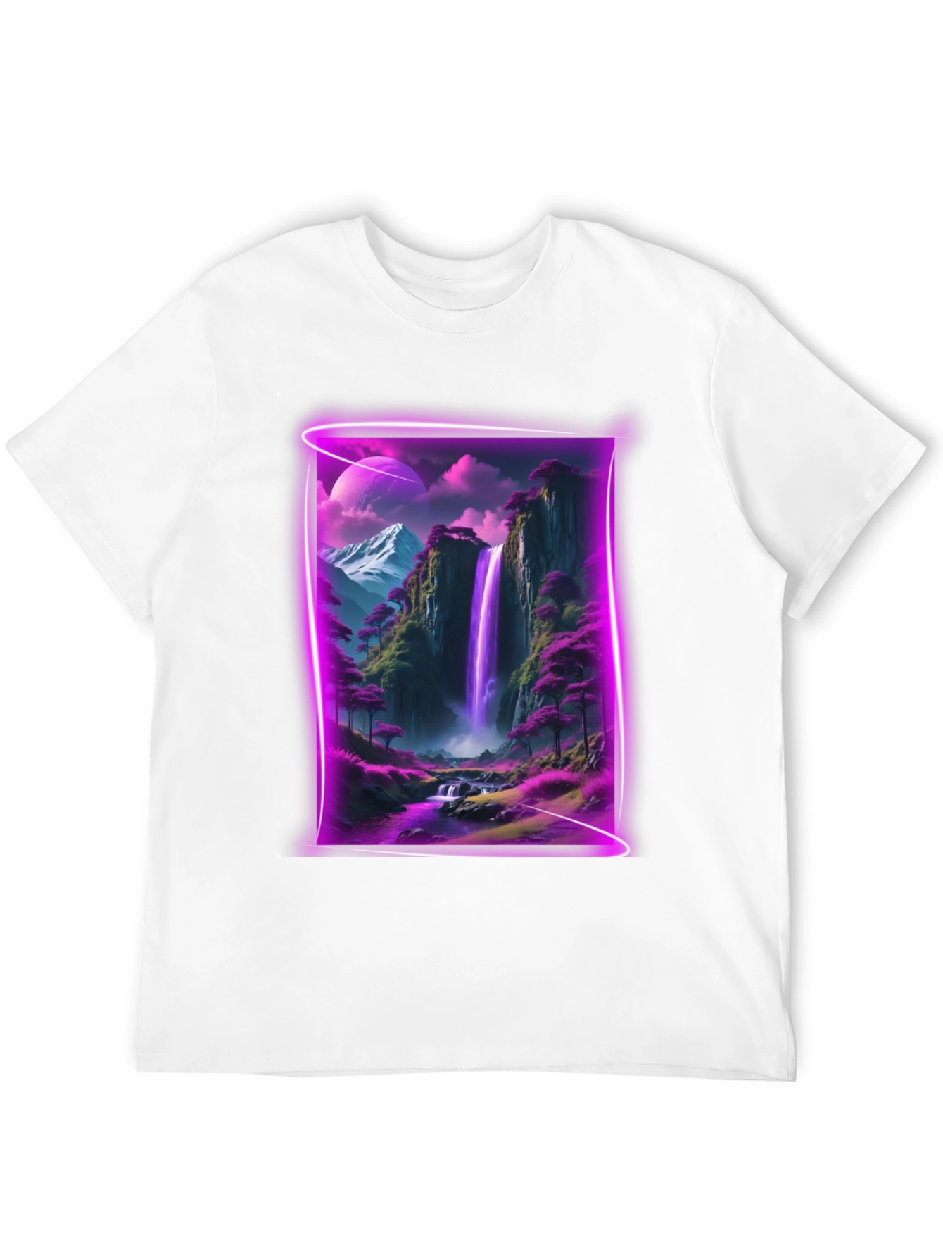 Neon Waterfall T-Shirt - Black Graphic Tee