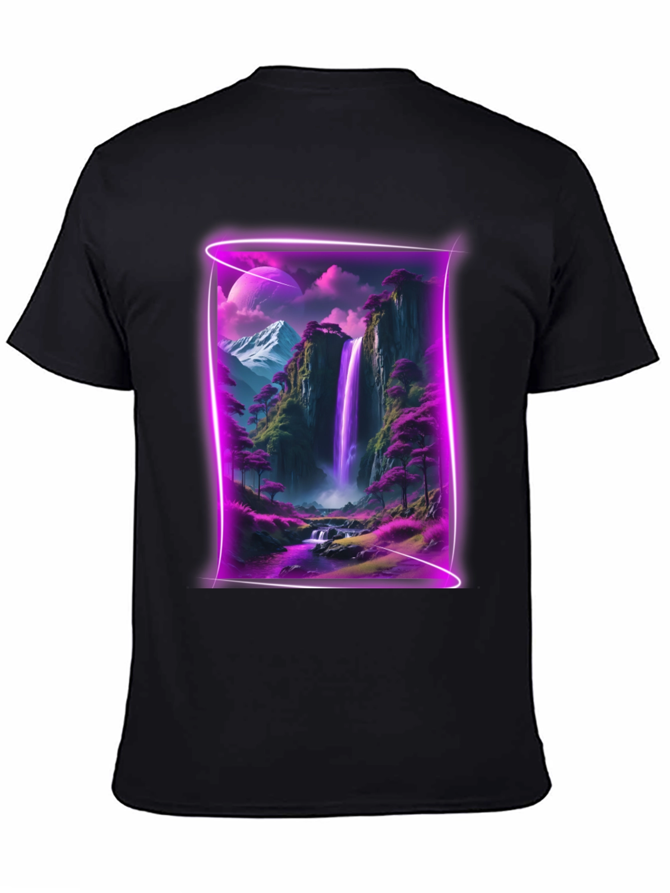Neon Waterfall T-Shirt - Black Graphic Tee