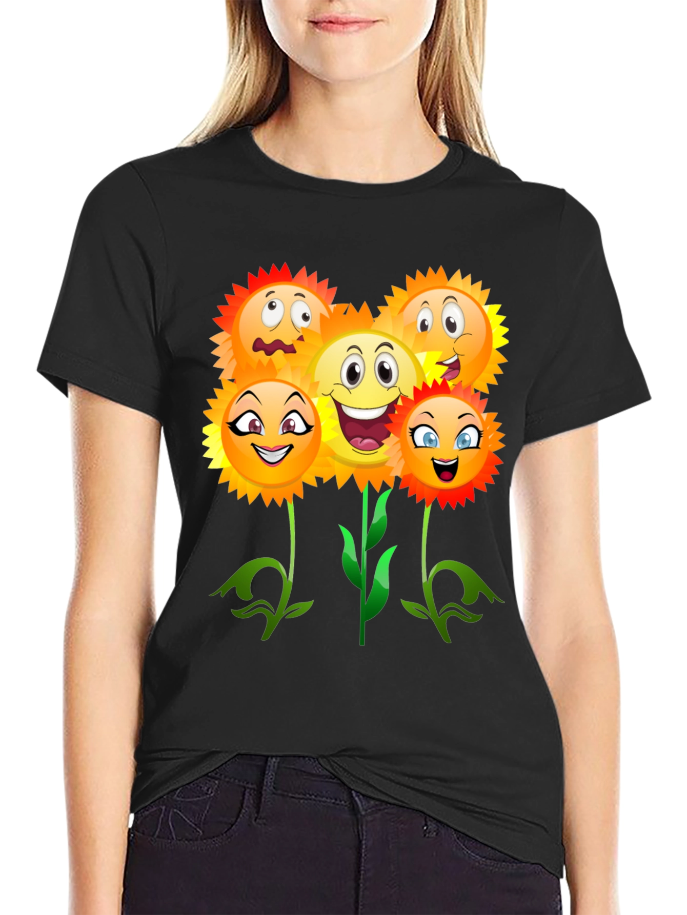 Funny Sunflower Emoji Graphic Tee