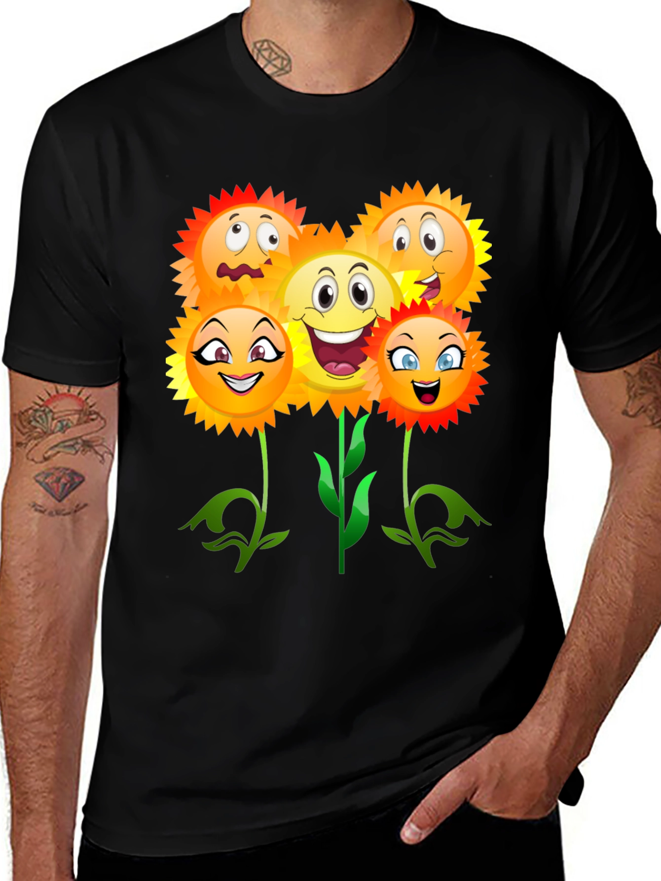 Funny Sunflower Emoji Graphic Tee