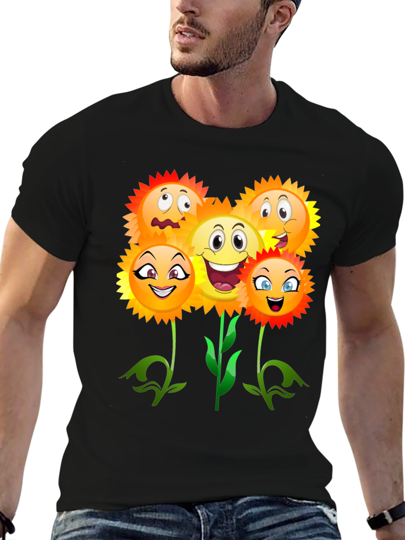 Funny Sunflower Emoji Graphic Tee
