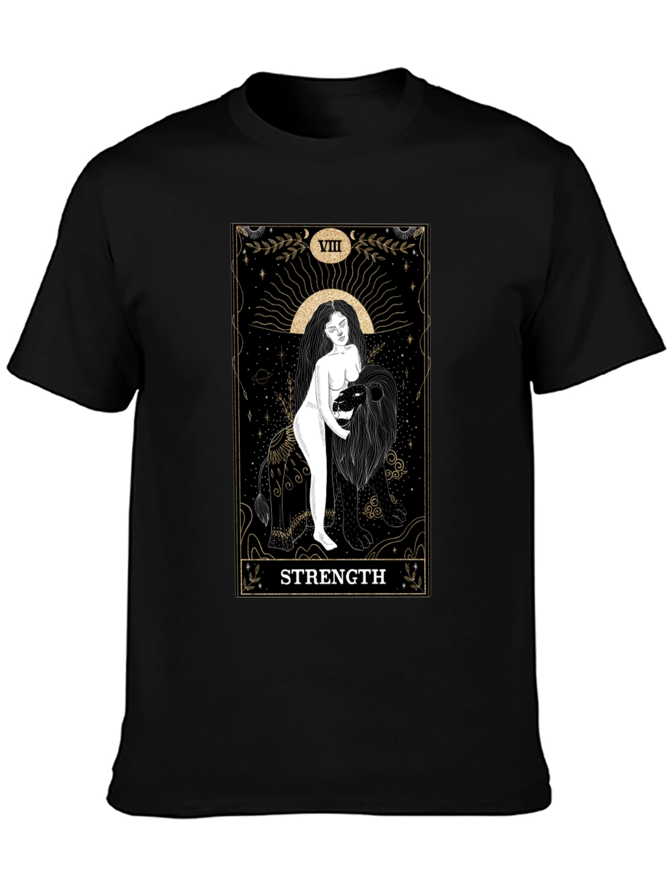 Strength Tarot Card Graphic T-Shirt - Black