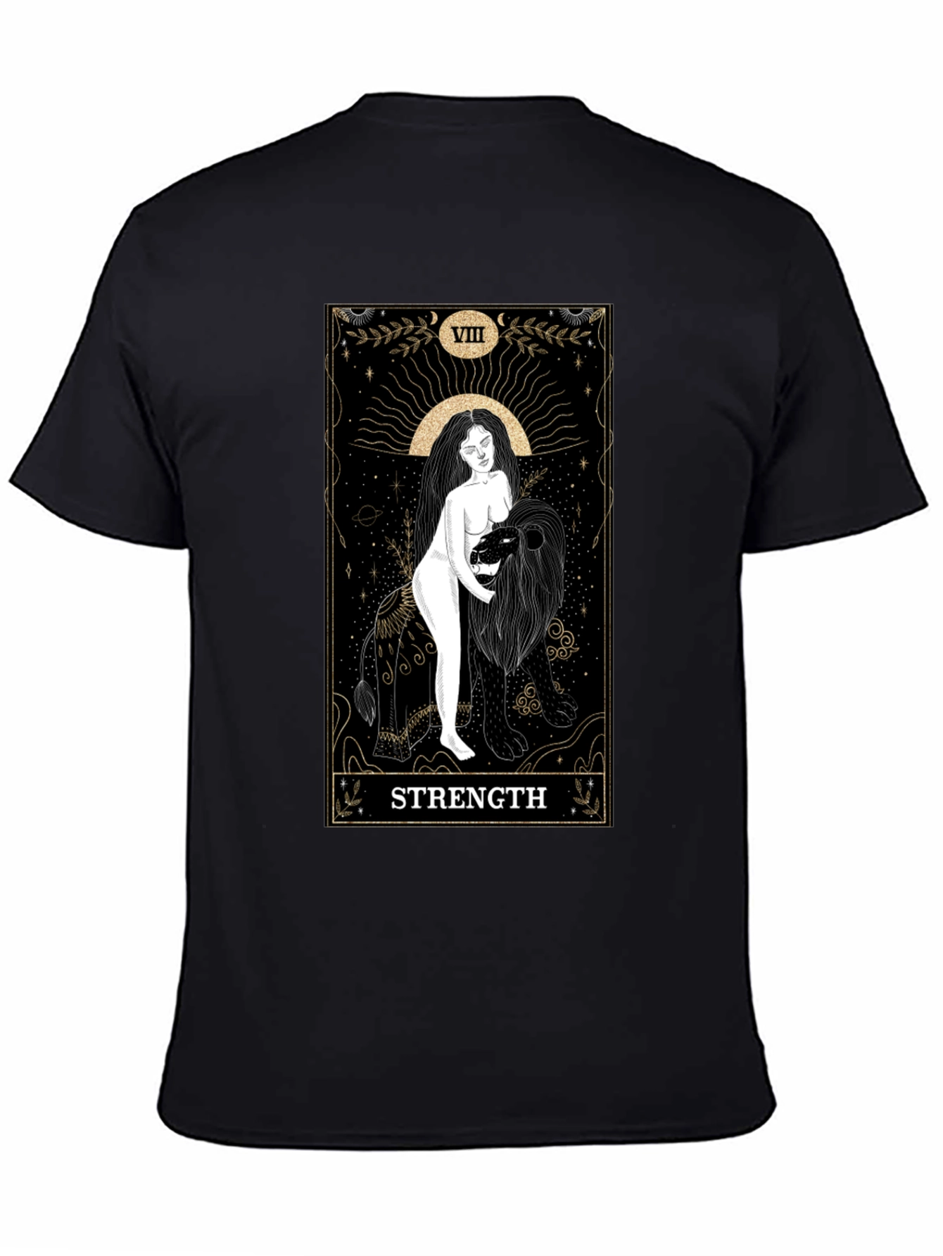 Strength Tarot Card Graphic T-Shirt - Black