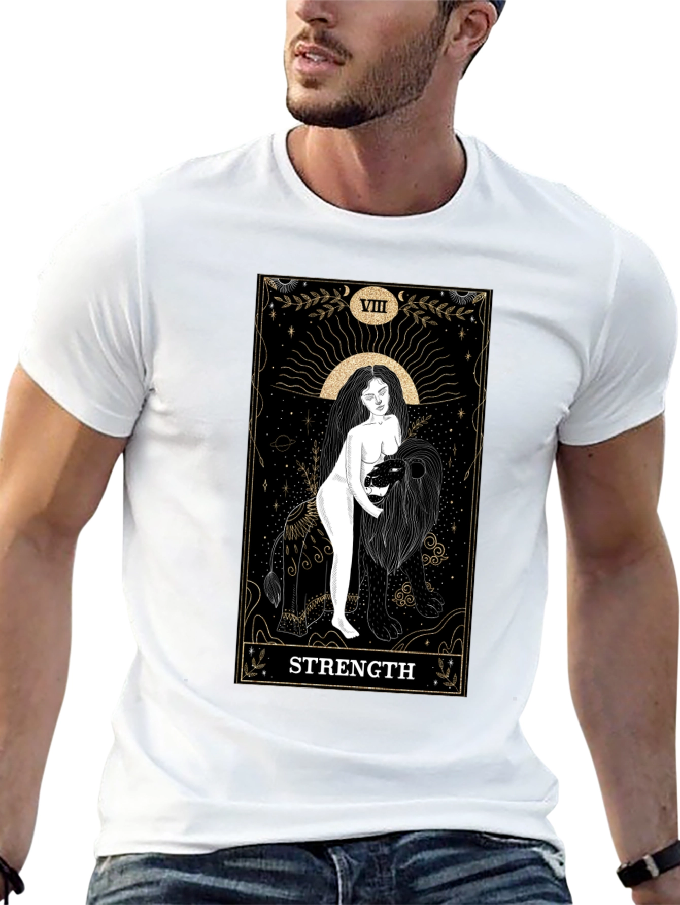 Strength Tarot Card Graphic T-Shirt - Black