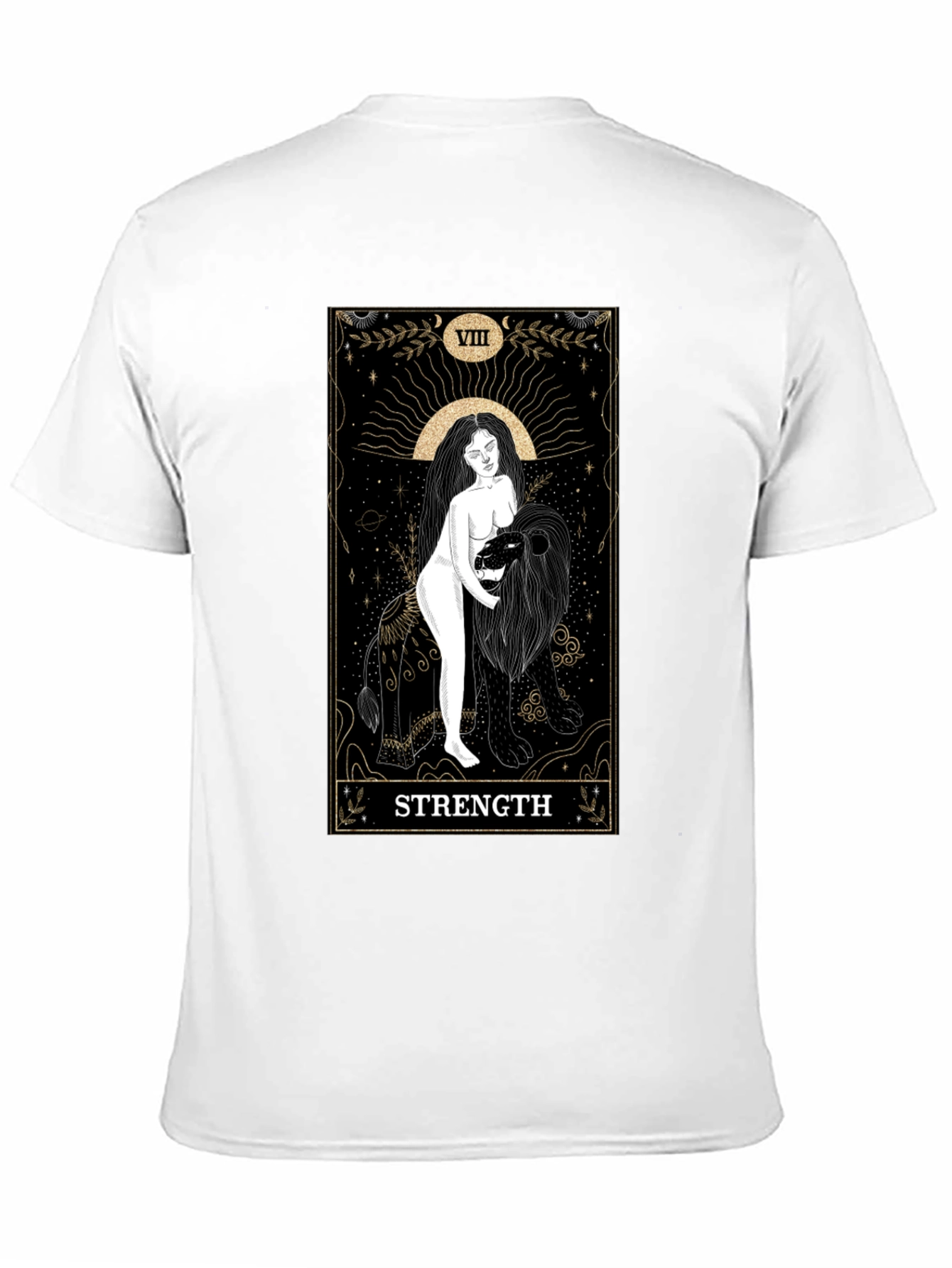 Strength Tarot Card Graphic T-Shirt - Black