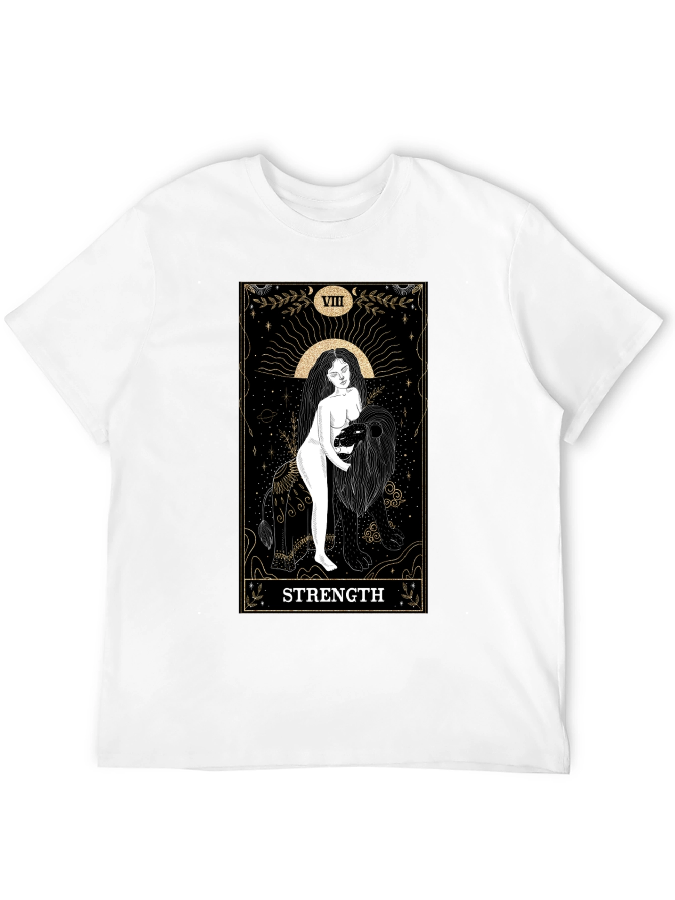 Strength Tarot Card Graphic T-Shirt - Black