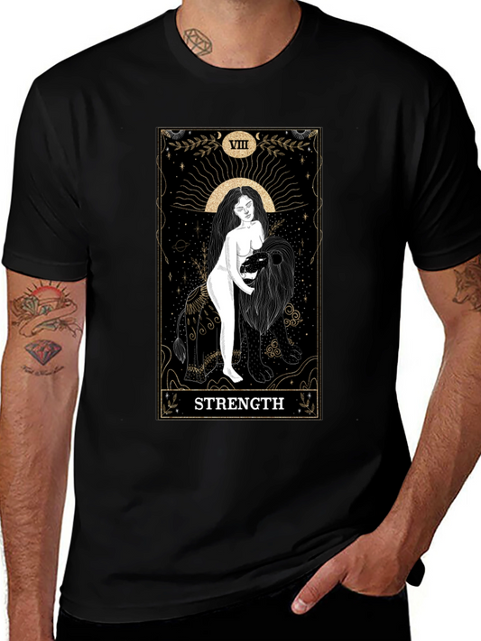 Strength Tarot Card Graphic T-Shirt - Black