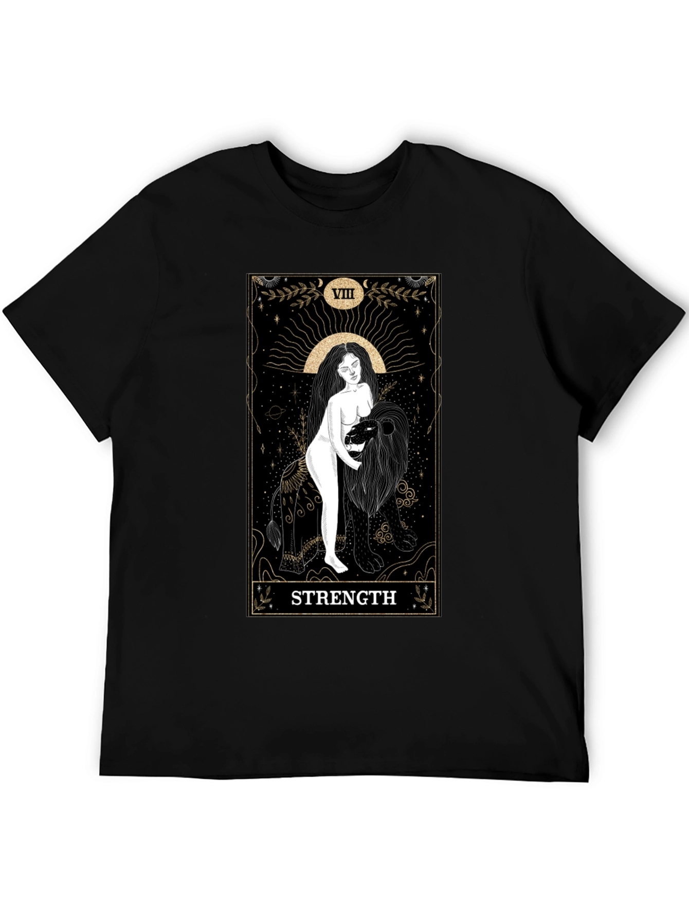 Strength Tarot Card Graphic T-Shirt - Black
