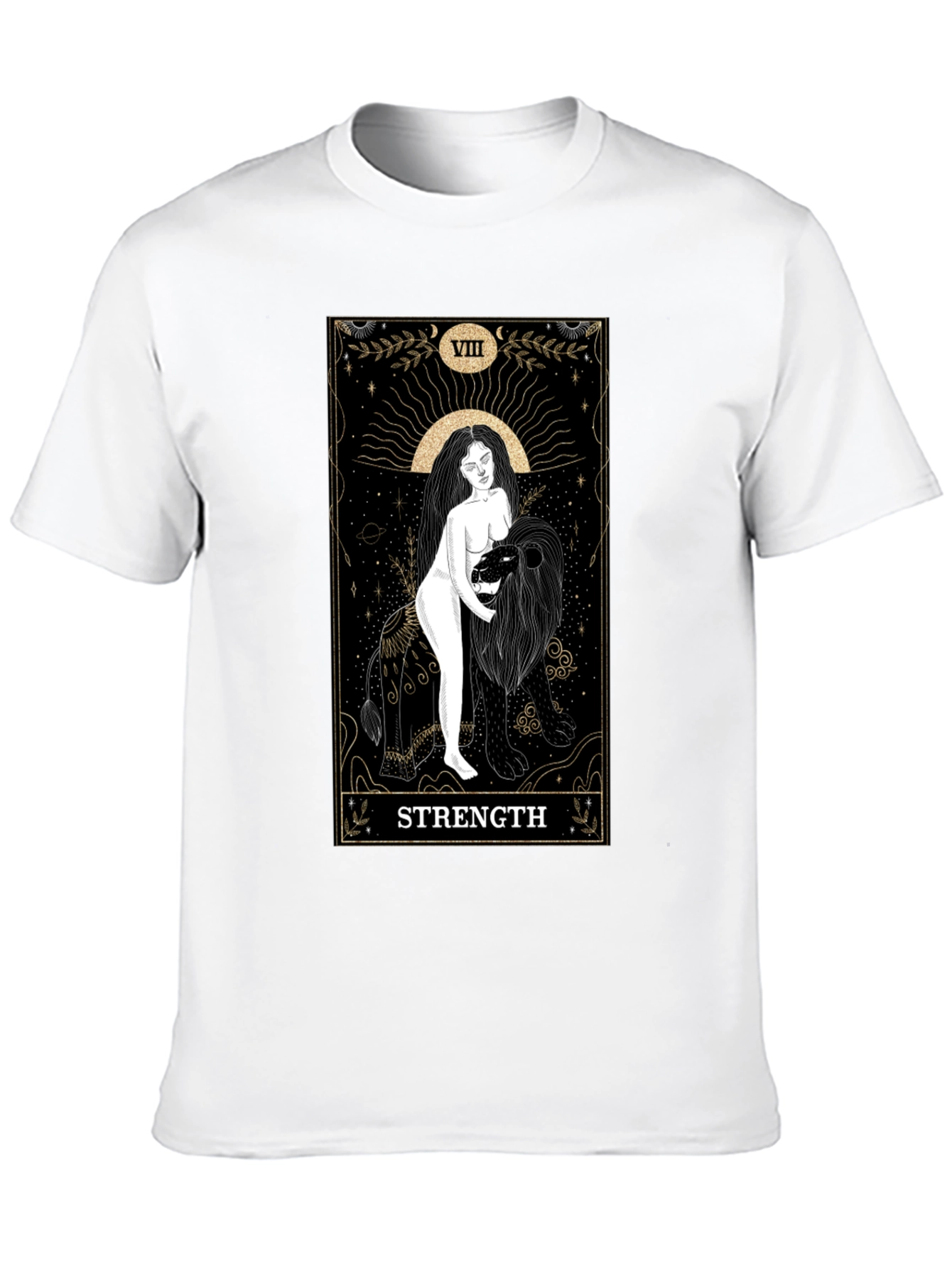 Strength Tarot Card Graphic T-Shirt - Black