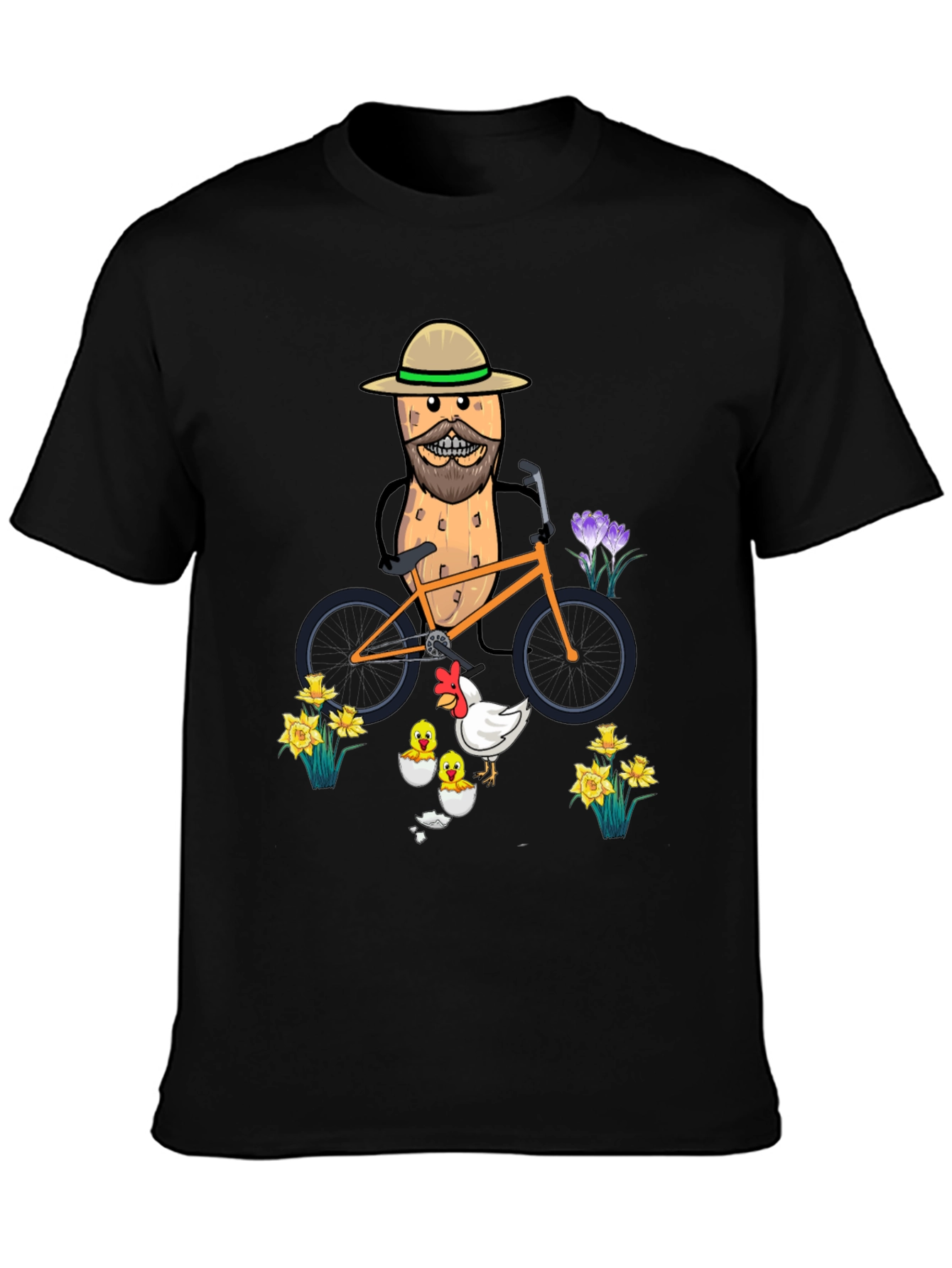 Humorous Peanut Biker T-Shirt - Quirky Graphic Tee
