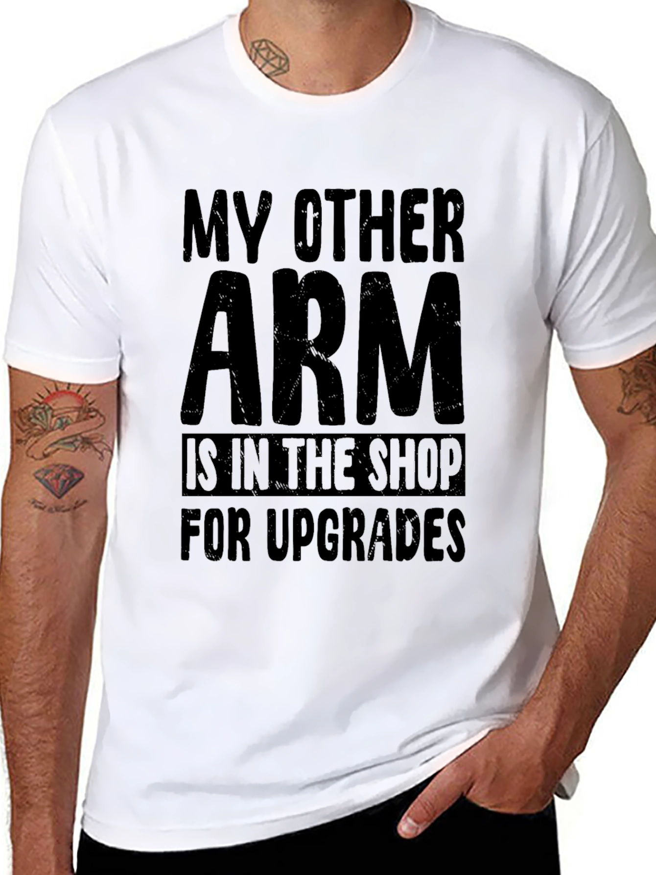 Funny My Other Arm Black Graphic T-Shirt