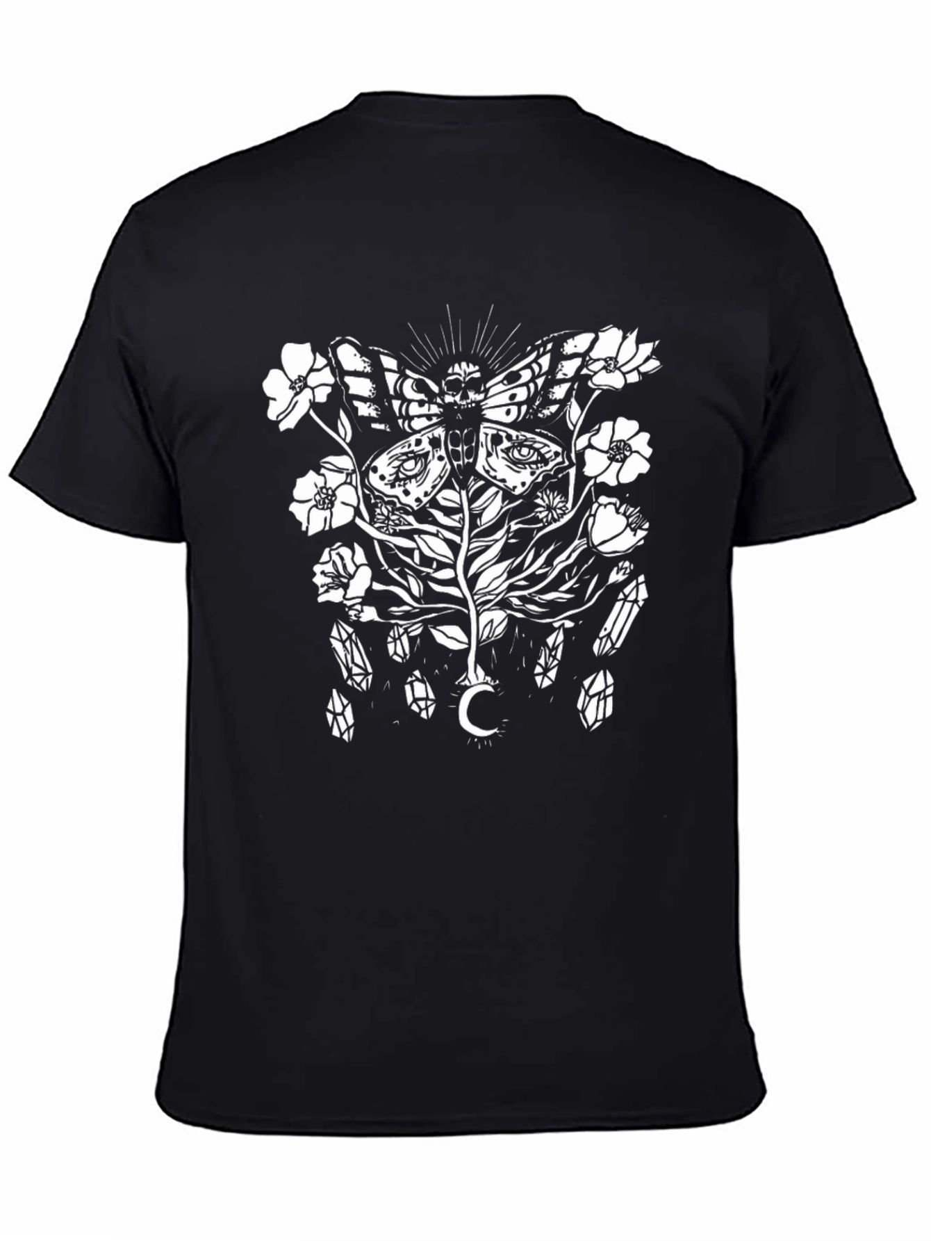 Mystic Moth Graphic Tee - Black Cotton T-Shirt