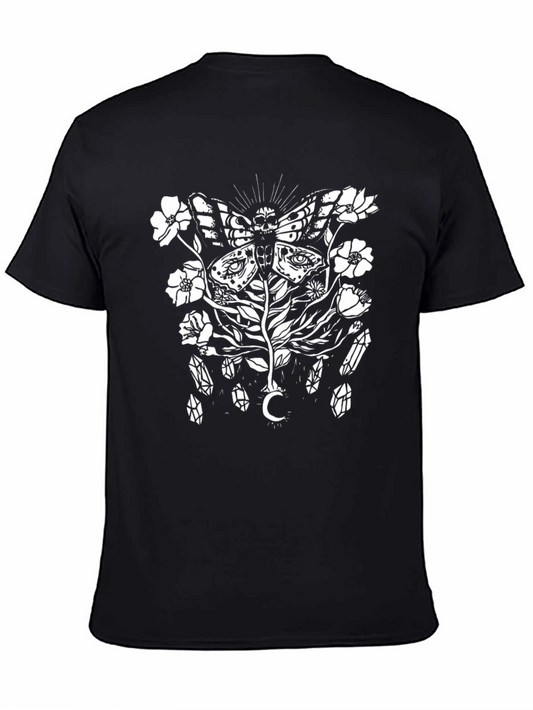 Mystic Moth Graphic Tee - Black Cotton T-Shirt
