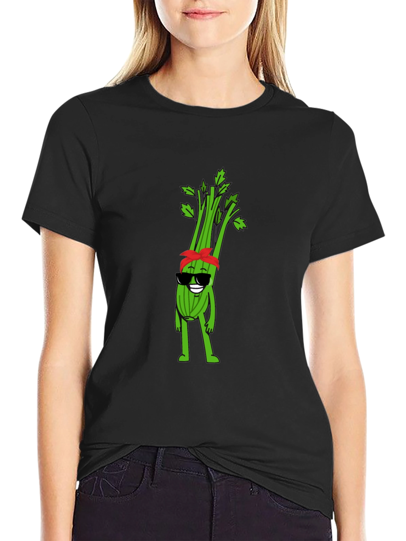 Cool Celery Cartoon Graphic T-Shirt