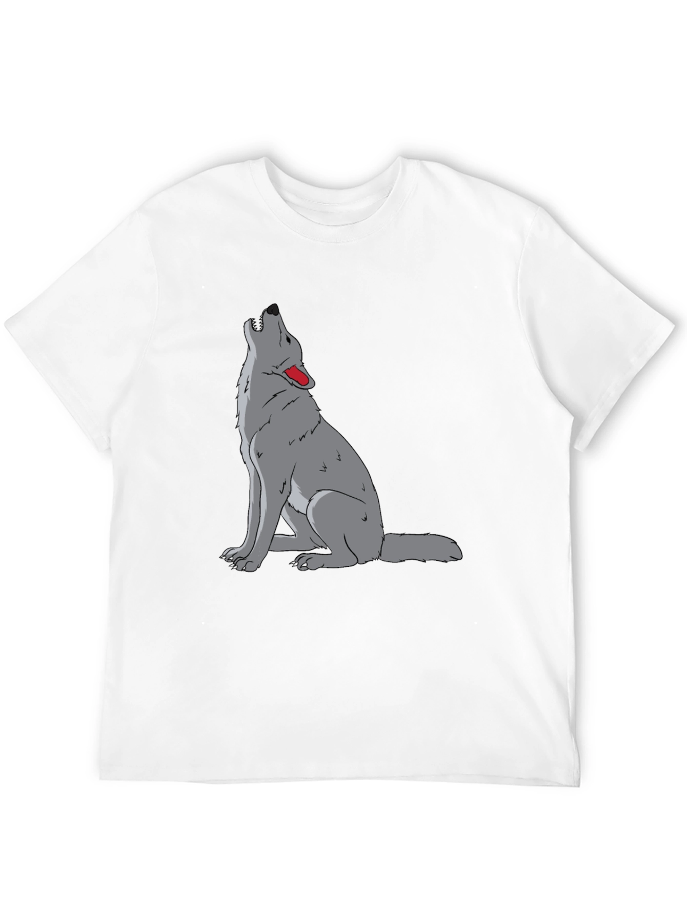 Mens Black T-Shirt with Wolf Howl Design