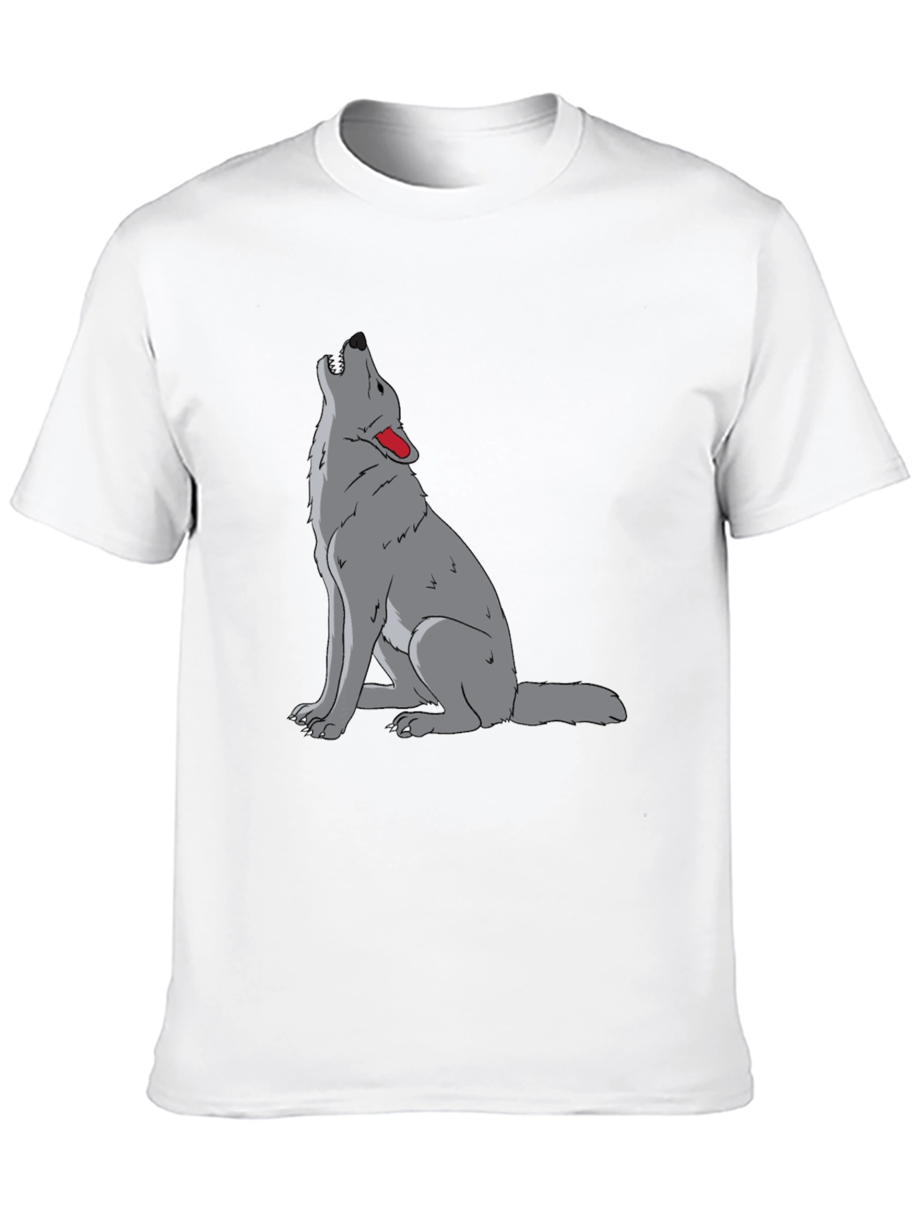 Mens Black T-Shirt with Wolf Howl Design