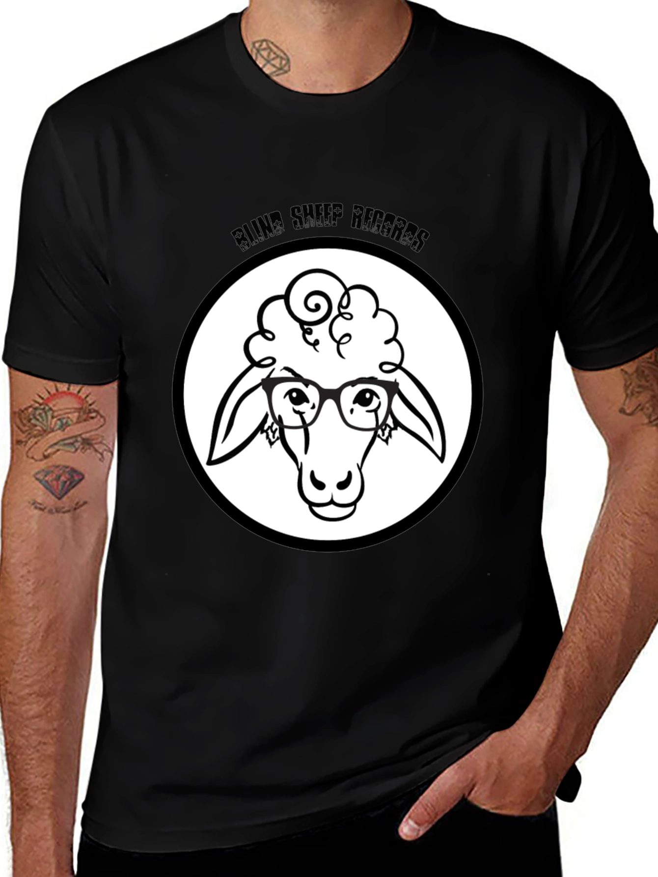 Blind Sheep Records Black Graphic T-Shirt