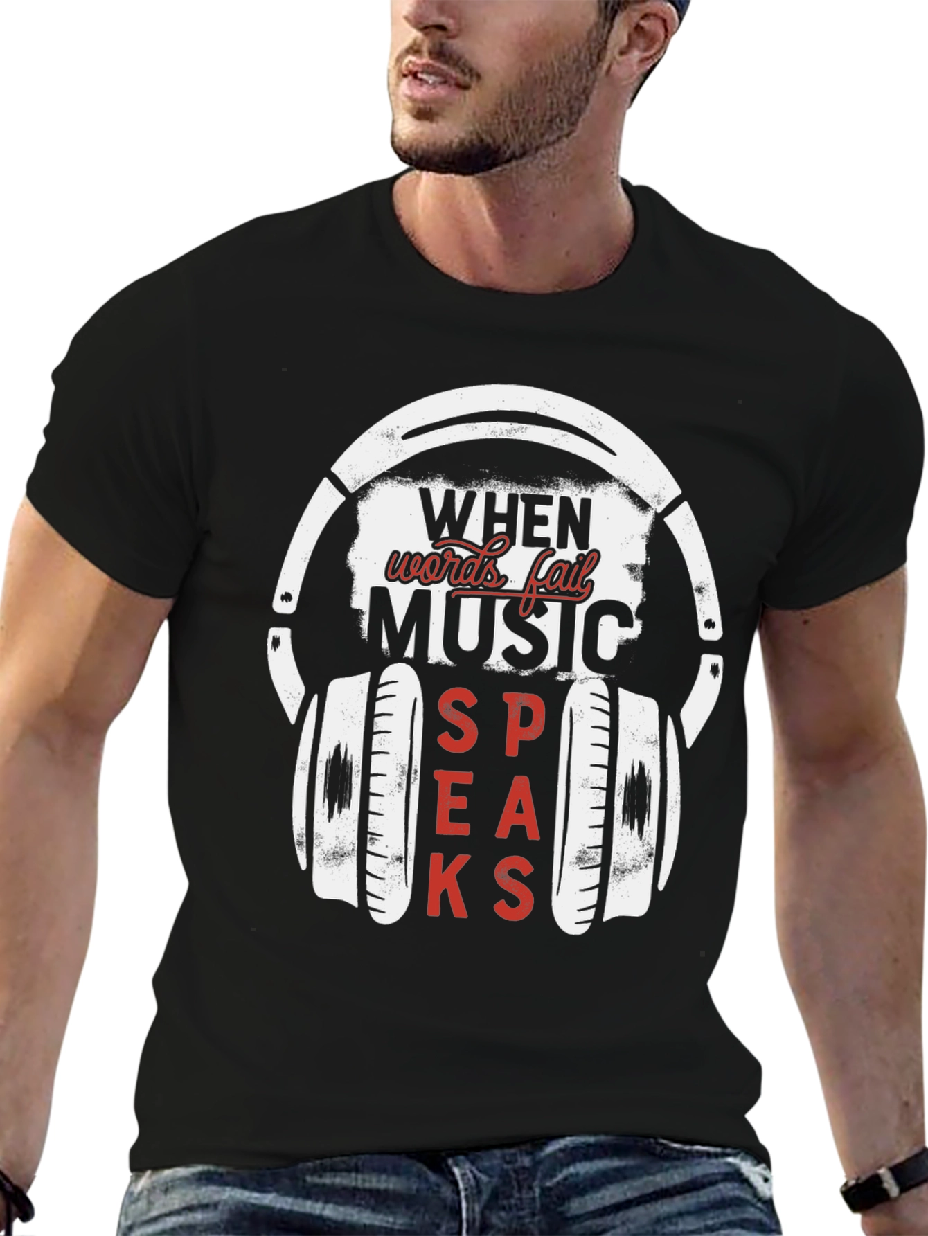 Music Speaks T-Shirt - Headphones Graphic Tee