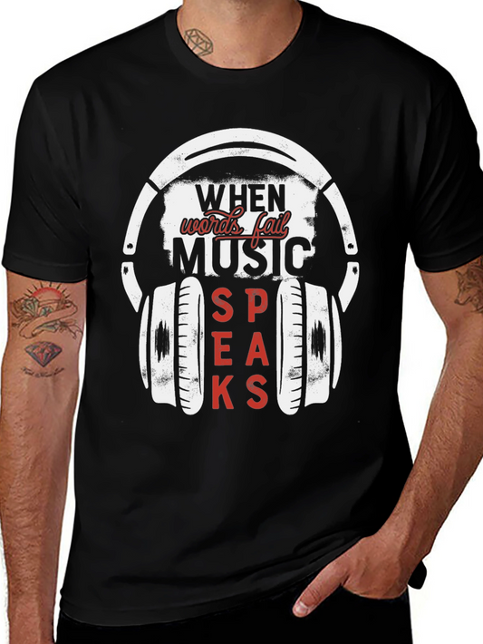 Music Speaks T-Shirt - Headphones Graphic Tee