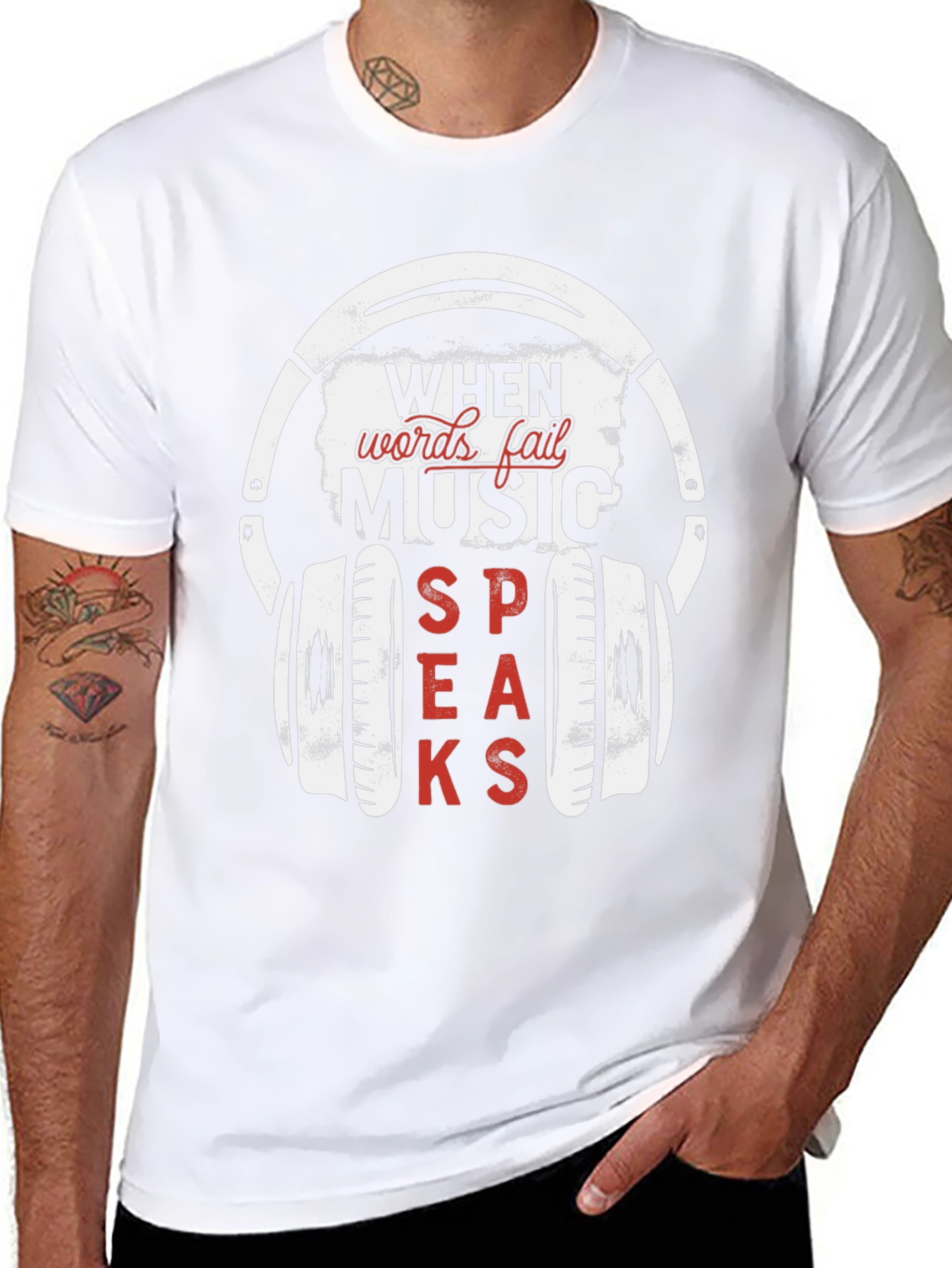 Music Speaks T-Shirt - Headphones Graphic Tee