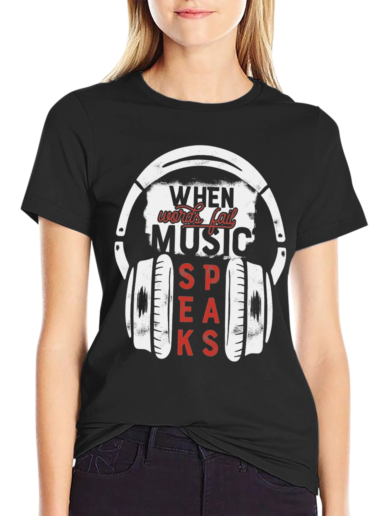 Music Speaks T-Shirt - Headphones Graphic Tee