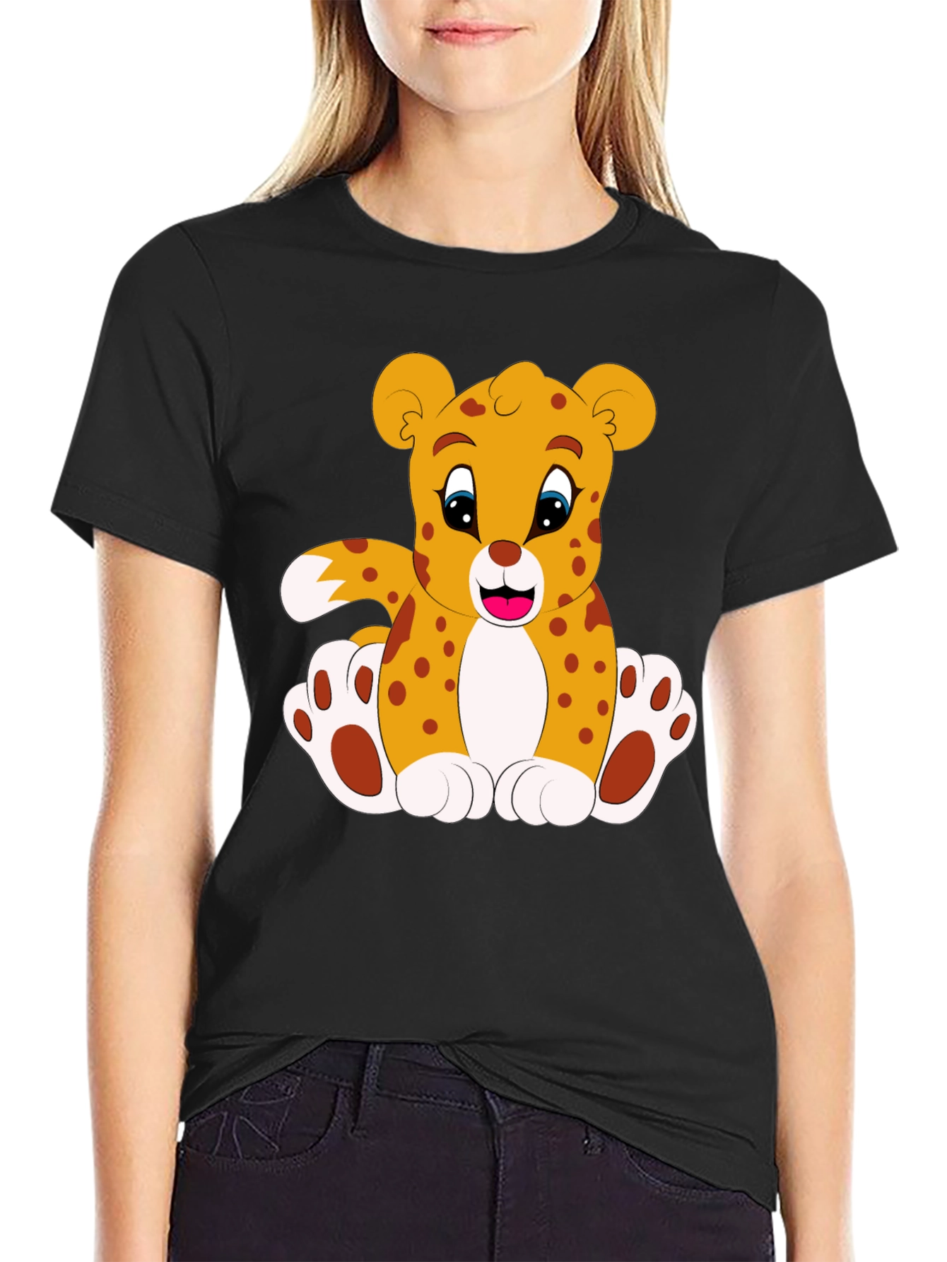 Cute Cartoon Leopard Graphic Tee