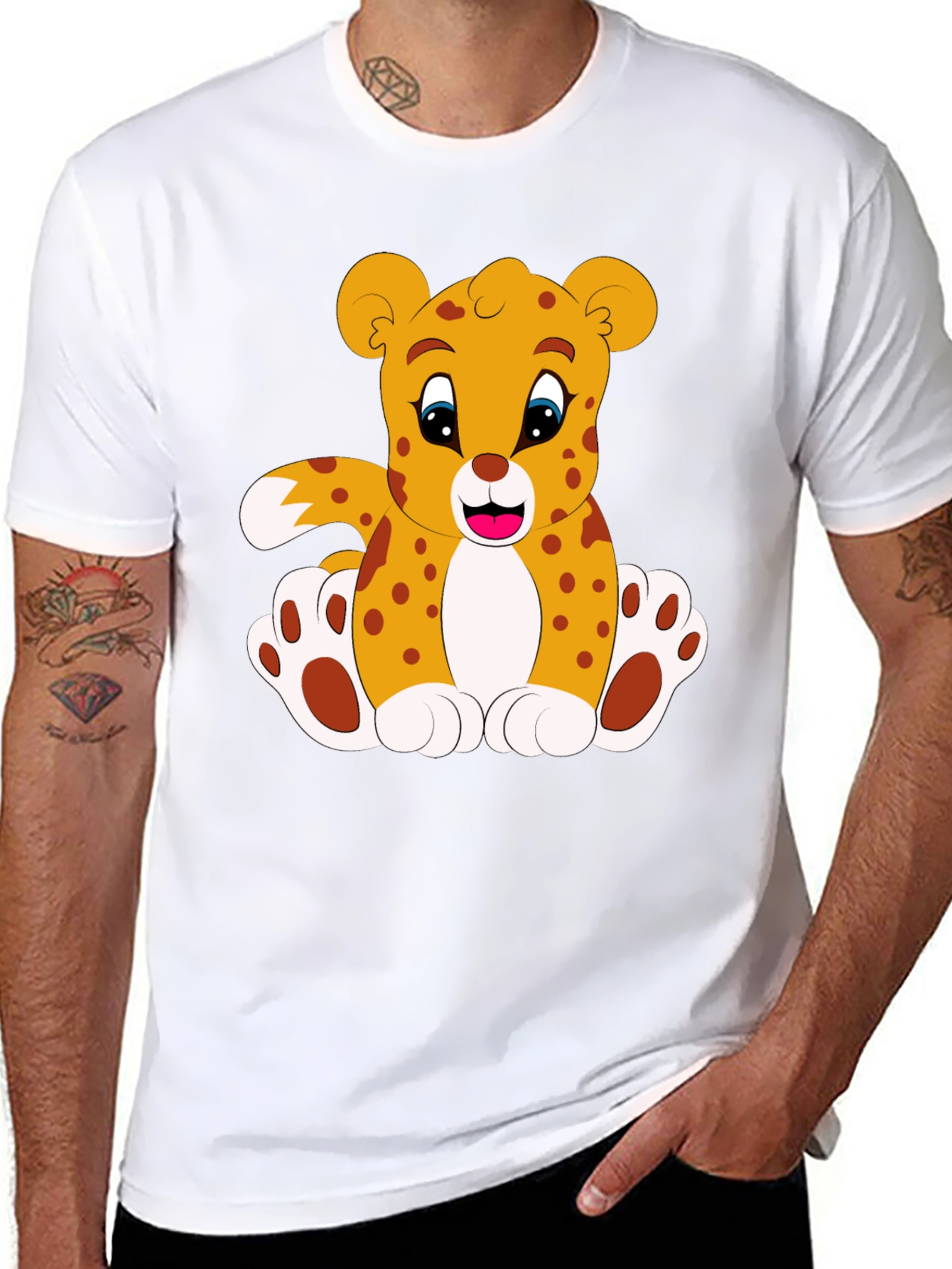Cute Cartoon Leopard Graphic Tee