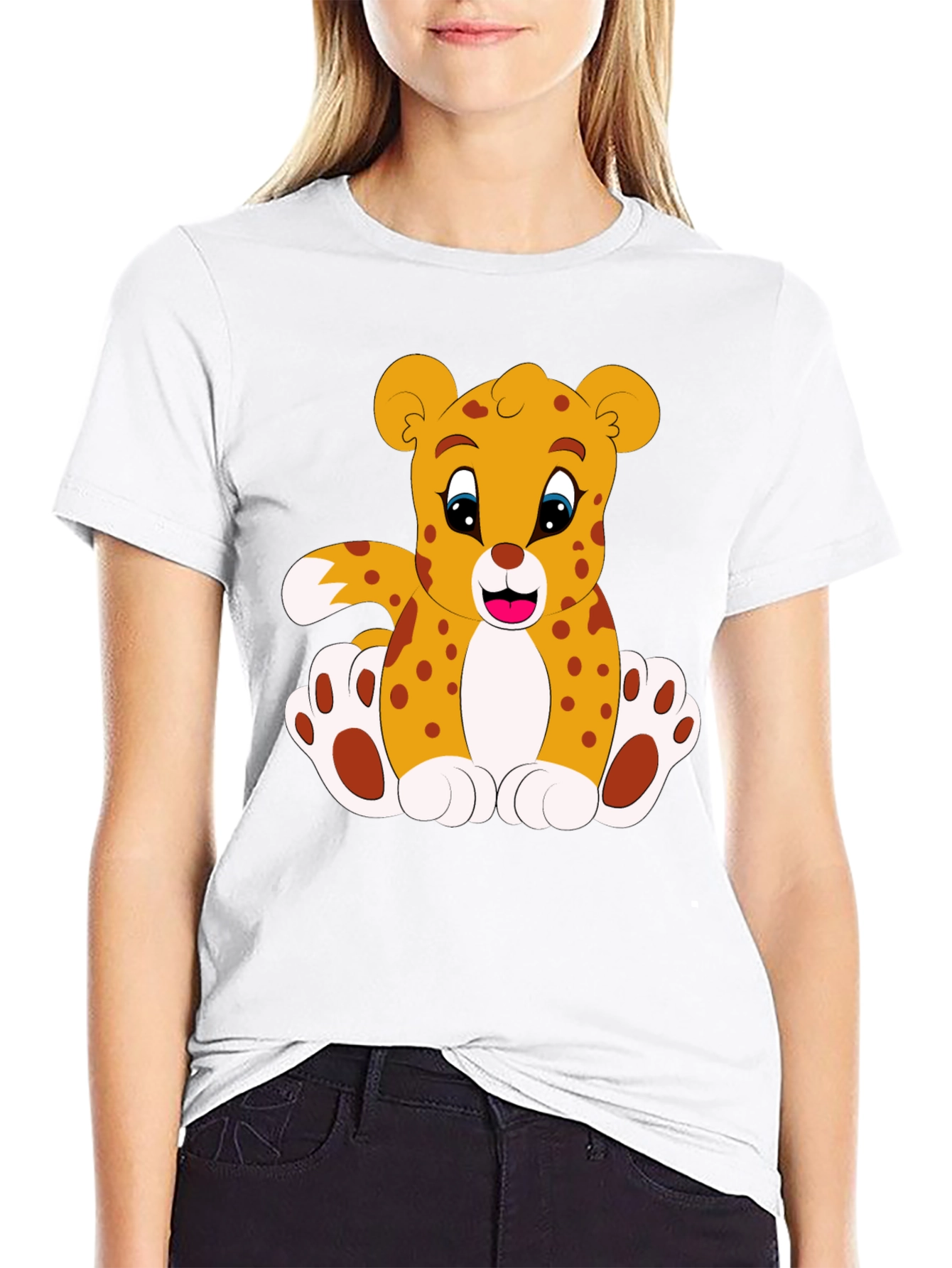Cute Cartoon Leopard Graphic Tee